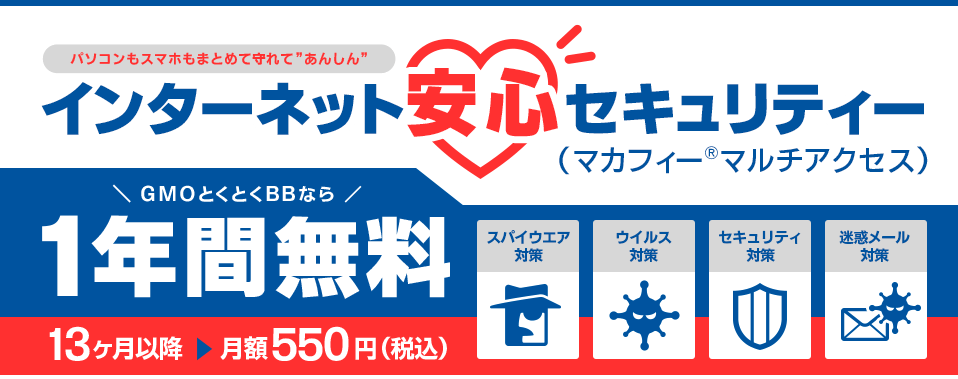 インターネット安心セキュリティー(マカフィー)GMOオプション